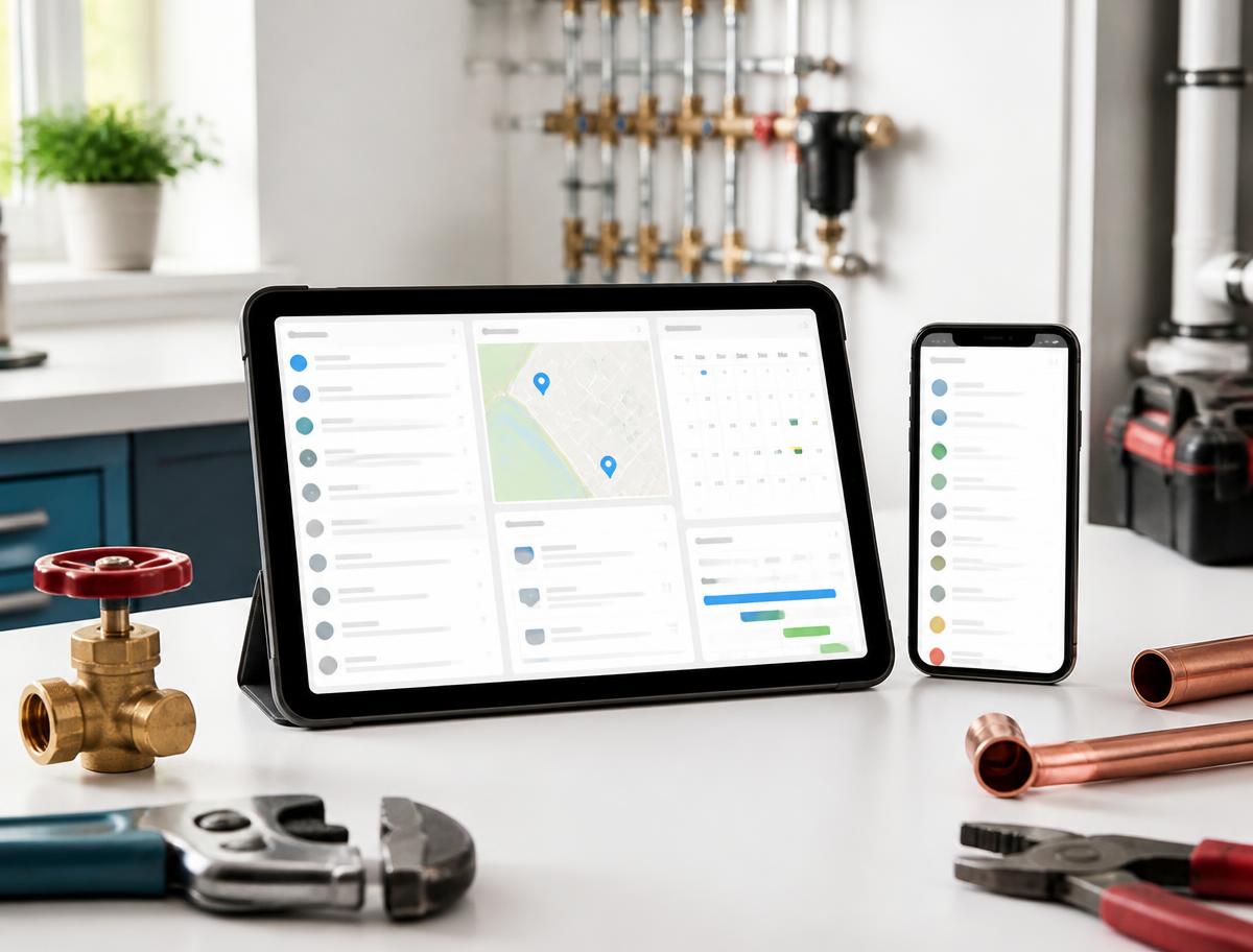 alfi.pro App und CRM-Dashboard auf Tablet und Smartphone